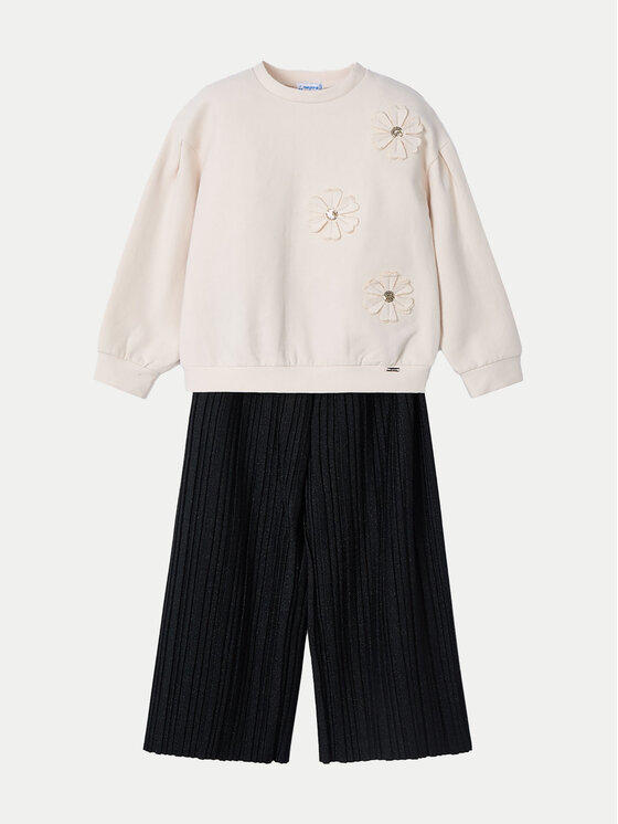 Mayoral Mayoral Set bluză și pantaloni din material 4551 Bej Regular Fit