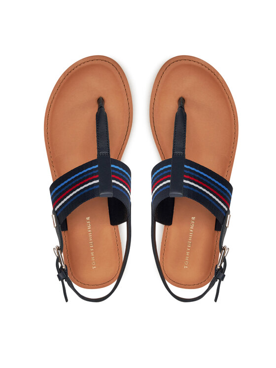 Tommy Hilfiger Tommy Hilfiger Sandały Flat Sandal Stripes FW0FW07924 Granatowy