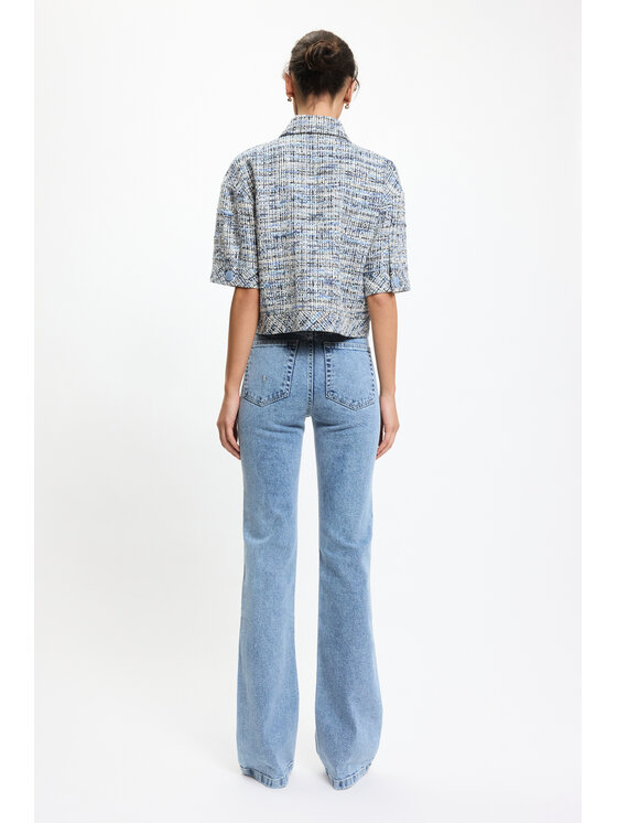 BENU BENU Camicia tweedowa Blu Regular Fit