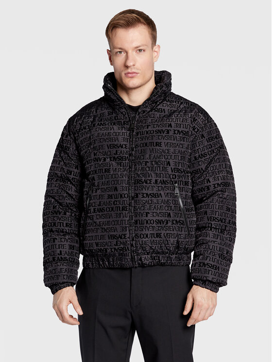 Versace Jeans Couture Puhovka Logo Flock 73GAU4D3 Črna Regular Fit