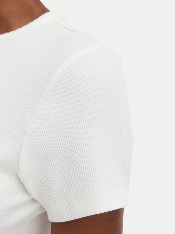 Tommy Jeans Tommy Jeans Majica Script Rib DW0DW22809 Kremna Slim Fit