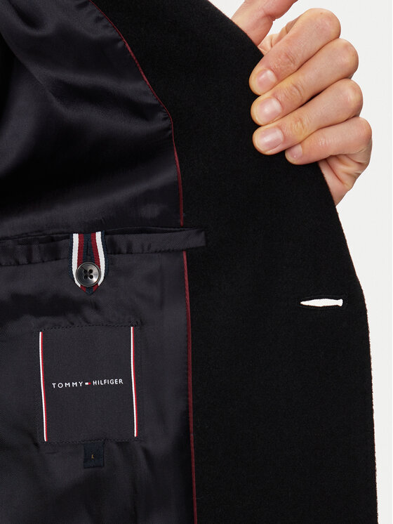 Tommy Hilfiger Tommy Hilfiger Vilnas mētelis MW0MW36611 Melns Regular Fit