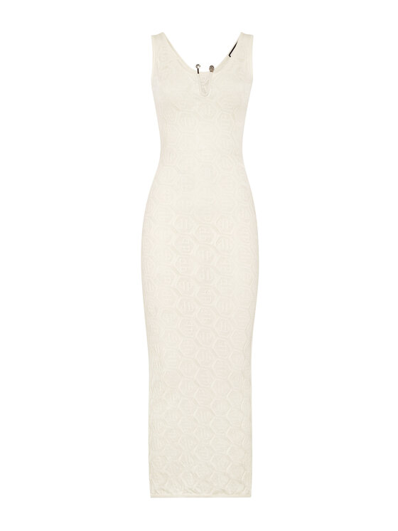 PHILIPP PLEIN PHILIPP PLEIN Sukienka dzianinowa 24161 Biały Regular Fit