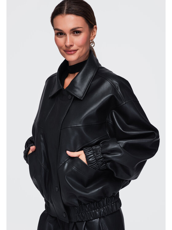 Ombre Ombre Kurtka przejściowa OW-JAFL-0146 Czarny Relaxed Fit