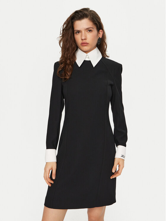 KARL LAGERFELD KARL LAGERFELD Hétköznapi ruha A1W13032 Fekete Slim Fit