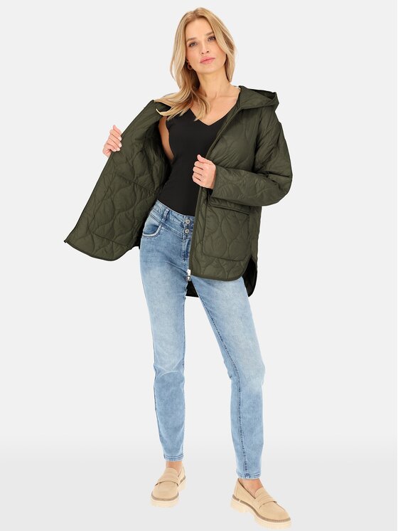 Perso Perso Kurtka przejściowa BLE241046F Khaki Regular Fit