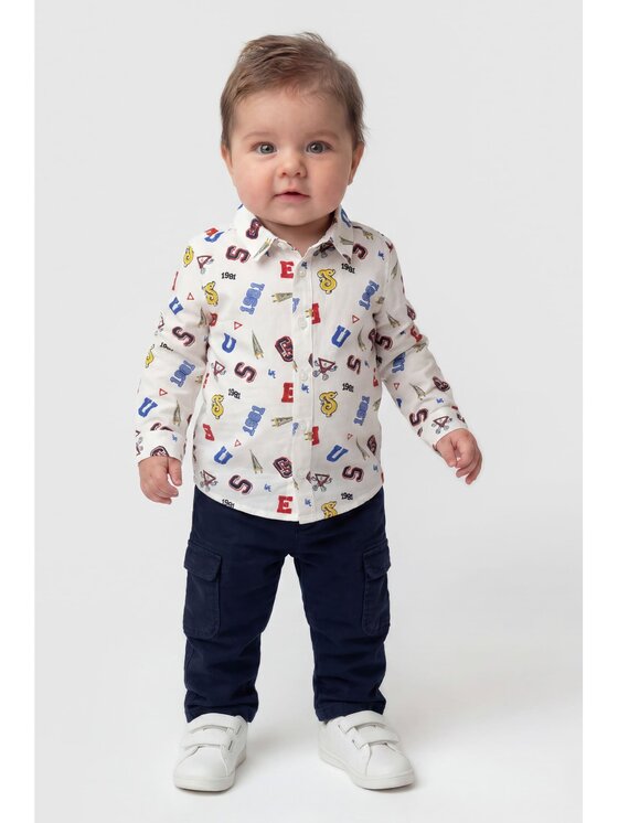 Guess Kids Guess Kids Kalhoty z materiálu 183616 Modrá Regular Fit