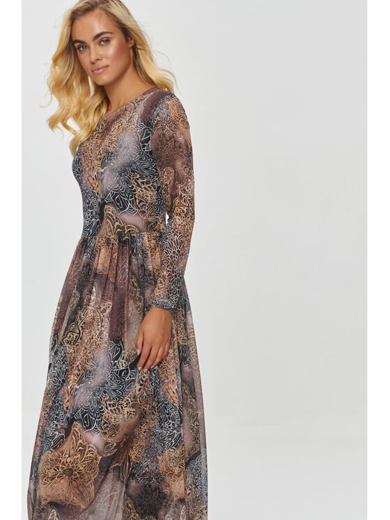 Makadamia Makadamia Sukienka wieczorowa M860 Brązowy Comfortable Fit