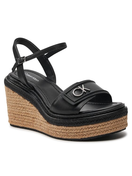 Calvin Klein Calvin Klein Еспадрильї Wedge Sandal 50 Relock Lth HW0HW01963 Чорний