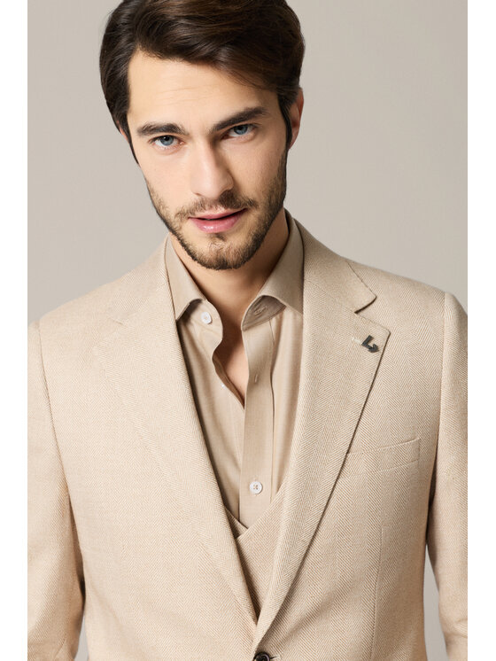 Lancerto Lancerto Marynarka Chiavenna MA131126000011 Beżowy Slim Fit