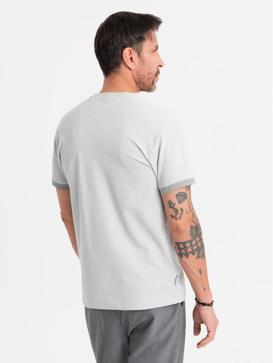 Ombre Ombre T-Shirt OM-TSCT-0198 Szary Regular Fit