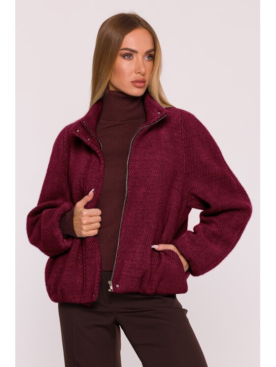 Made of Emotion Made of Emotion Kurtka przejściowa M885 Bordowy Casual Fit