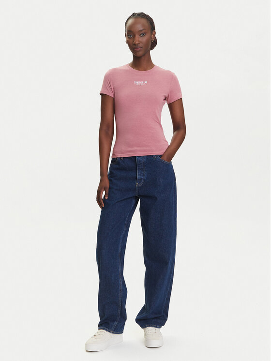 Tommy Jeans Tommy Jeans T-Shirt Essential DW0DW20913 Różowy Slim Fit