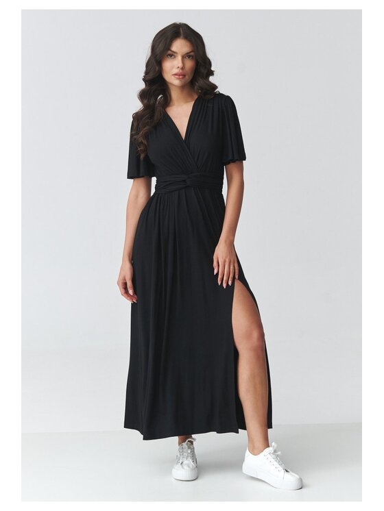 Makadamia Makadamia Sukienka codzienna M929 Czarny Loose Fit