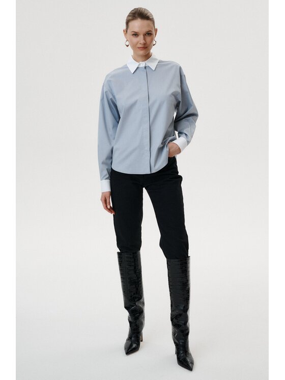 MARI PRETI MARI PRETI Bluzka NEBBIA Szary Regular Fit
