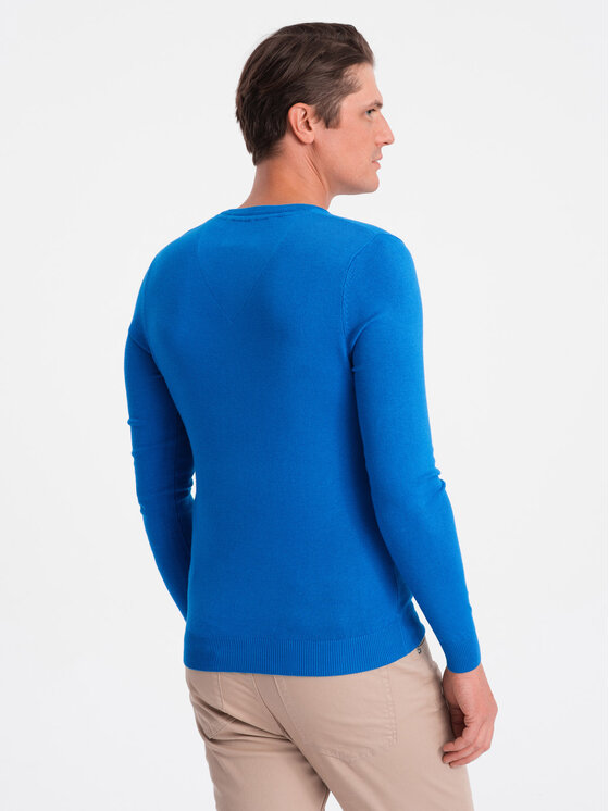 Ombre Ombre Sweter OM-SWBS-0107 Niebieski Regular Fit