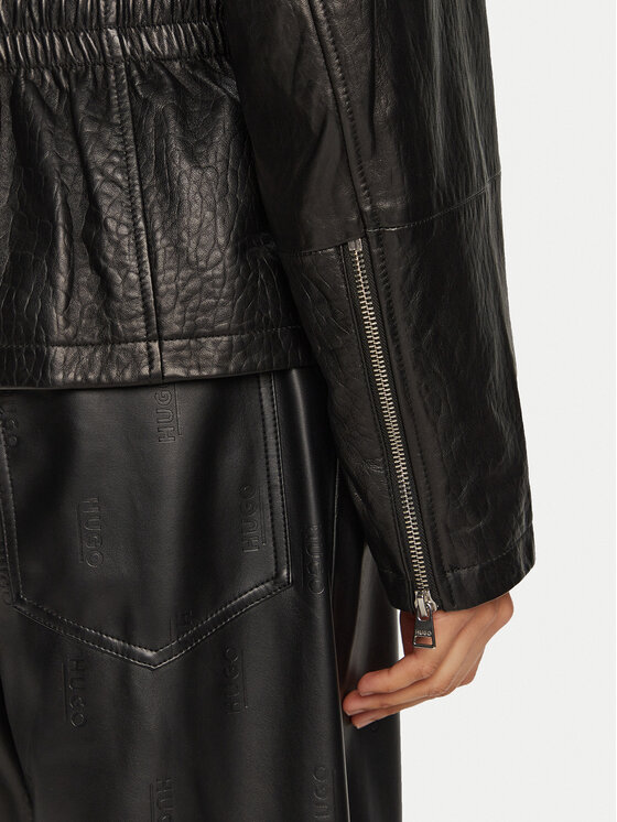 HUGO Hugo Lederjacke Leraba 50522746 Schwarz Relaxed Fit
