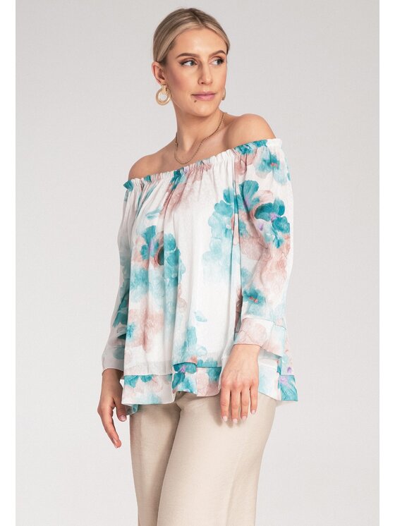 FIGL FIGL Blúzka M1142 Tyrkysová Loose Fit