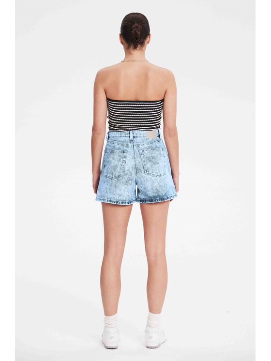 BENU BENU Top W ŚMIETANKOWE PASKI Granatowy Slim Fit