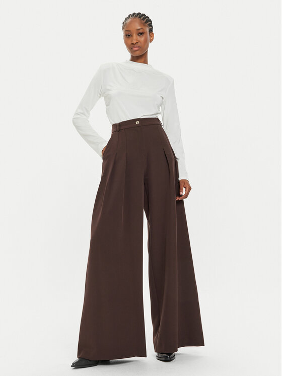Maryley Maryley Hlače iz tkanine 24IB579/43CO Rjava Regular Fit