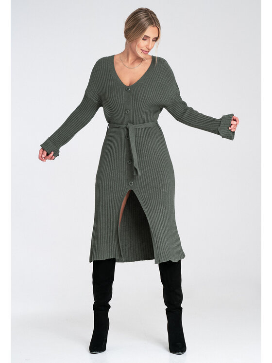 FIGL FIGL Sukienka dzianinowa M1095 Zielony Fitted Fit