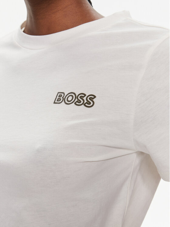 BOSS Boss Marškinėliai Elogobadge 50517925 Écru Slim Fit