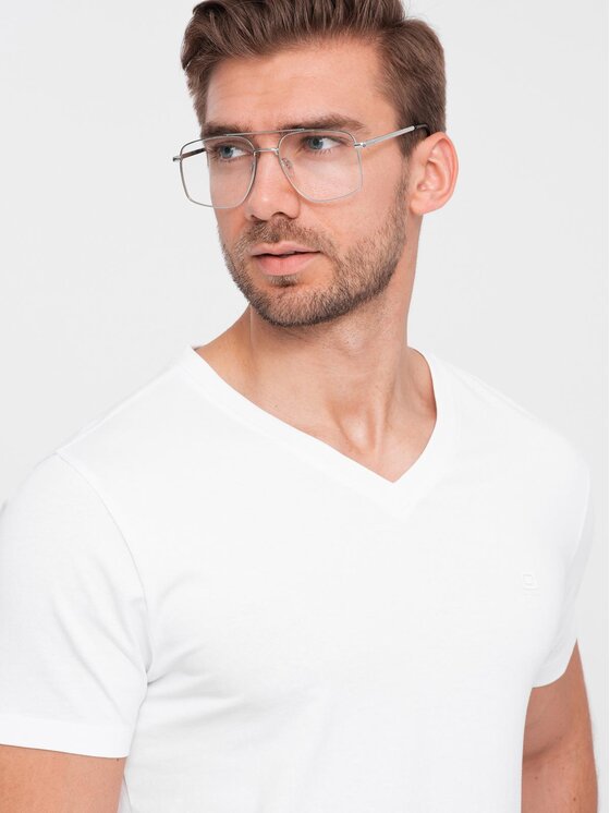 Ombre Ombre T-Shirt OM-TSCT-0106 Biały Slim Fit