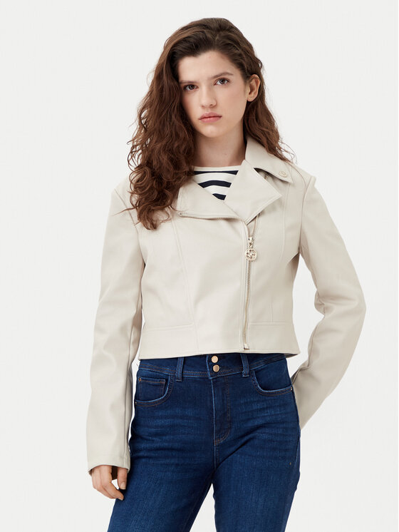 Guess Guess Μπουφάν από απομίμηση δέρματος W5RL22 WE480 Εκρού Regular Fit