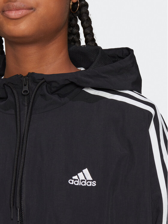adidas adidas Αντιανεμικό Essentials 3-Stripes Woven Windbreaker HT3399 Μαύρο Loose Fit