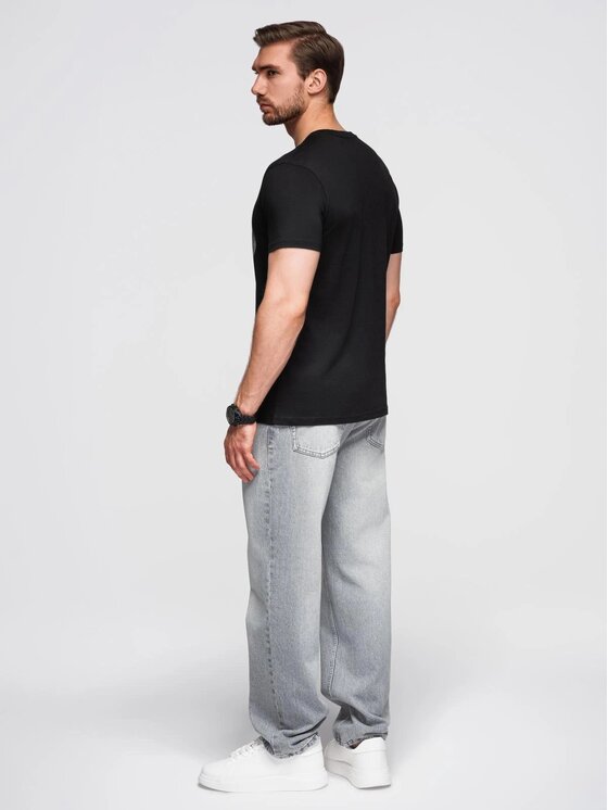 Ombre Ombre T-Shirt OM-TSPT-0245 Czarny Regular Fit