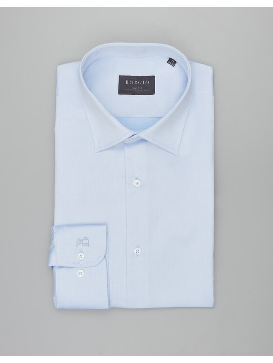 Borgio Borgio Koszula manziana 00599 Niebieski Slim Fit