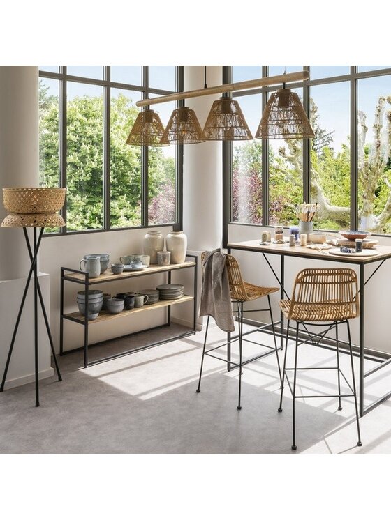 MIAhome MIAhome Lampa wisząca 4-źródła światła Jane 132 cm Beżowy