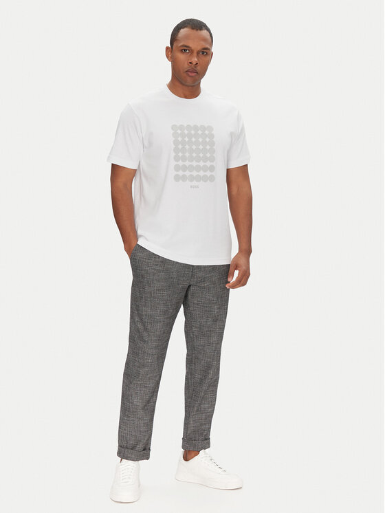 BOSS BOSS Tričko Tee Print Striped C 50537845 Biela Relaxed Fit