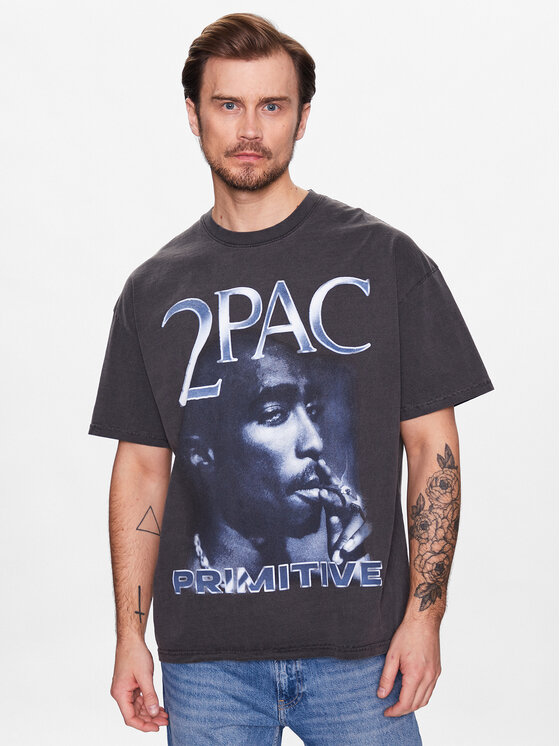 Primitive T-krekls 2Pac P14385 Pelēks Regular Fit