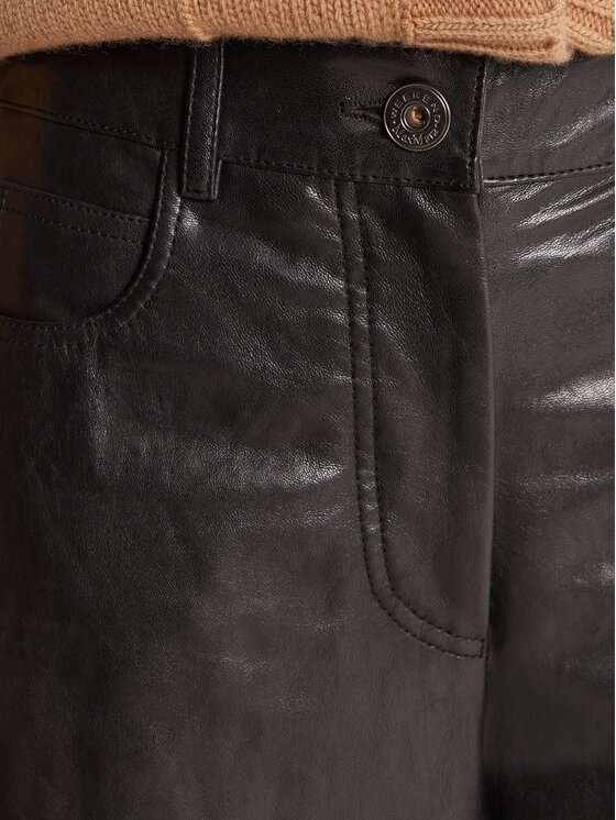 Weekend Max Mara Weekend Max Mara Παντελόνι δερμάτινο Blanc 2525436012 Μαύρο Wide Leg