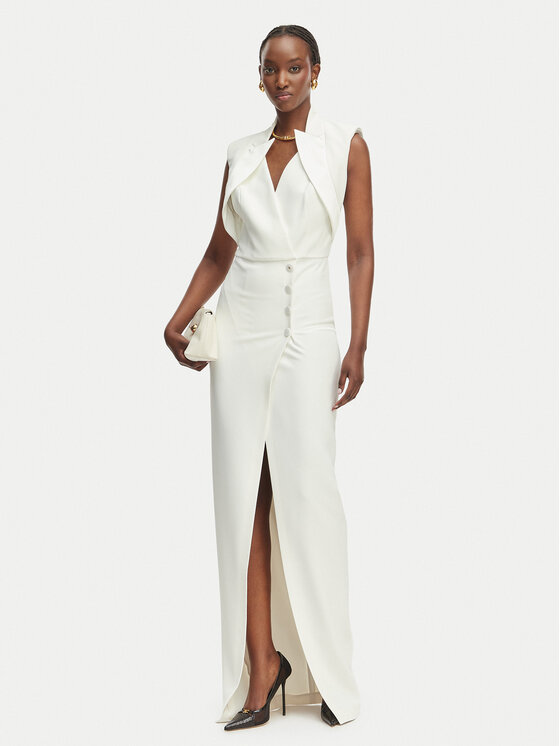 Elisabetta Franchi Elisabetta Franchi Vakarinė suknelė AB-R31-61E2 Balta Regular Fit