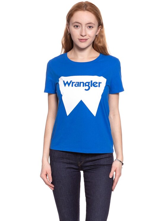 Wrangler Wrangler T-Shirt FESTIVAL TEE Niebieski Regular Fit