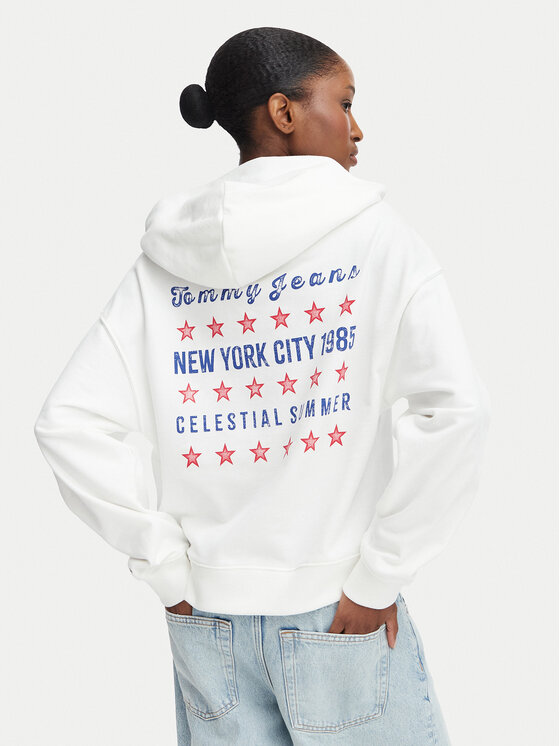 Tommy Jeans Hanorac Star Novelty DW0DW23484 Alb Boxy Fit