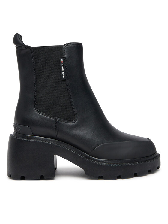 Tommy Jeans Škornji Tjw Mid Heel Chelsea Boot EN0EN02681 Črna