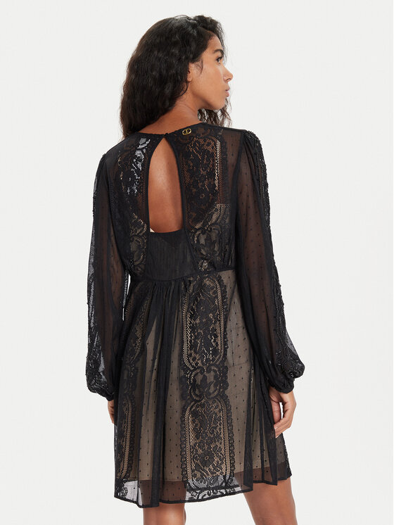 TWINSET TWINSET Koktejlové šaty 241TP2030 Čierna Loose Fit