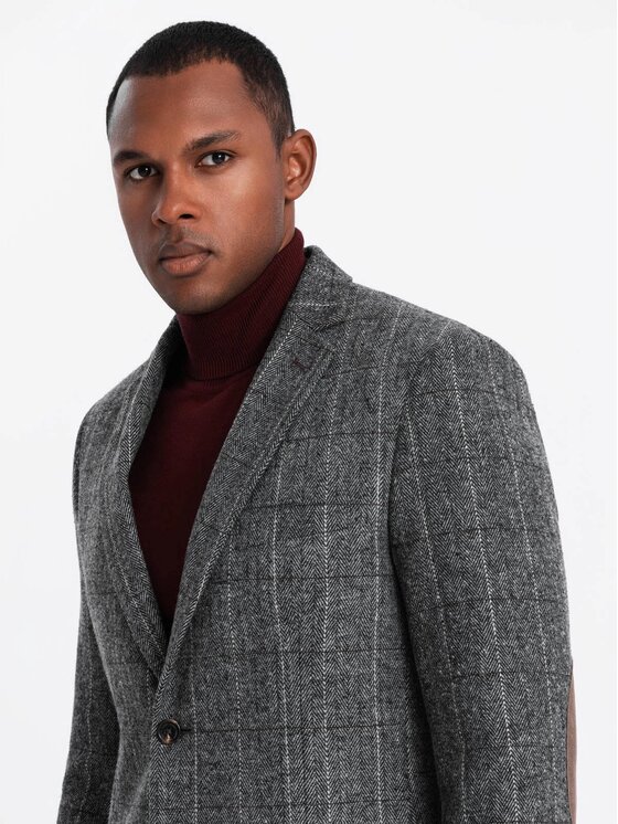 Ombre Ombre Marynarka OM-BLZB-0137 Szary Regular Fit