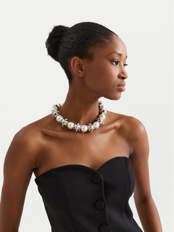 Marc Jacobs Marc Jacobs Колие Pearl Dot Statement Neklace 2R3JNC001J52 Сребрист