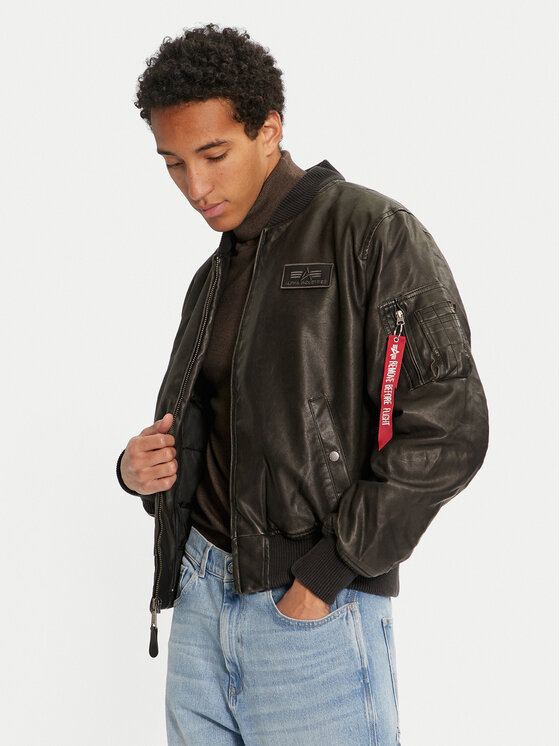 Alpha Industries Alpha Industries Μπουφάν από απομίμηση δέρματος 123106 Μαύρο Regular Fit