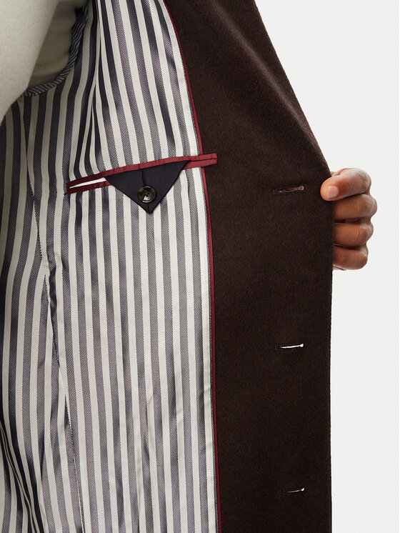 Tommy Hilfiger Tommy Hilfiger Μάλλινο παλτό MW0MW40768 Σκούρο καφέ Regular Fit