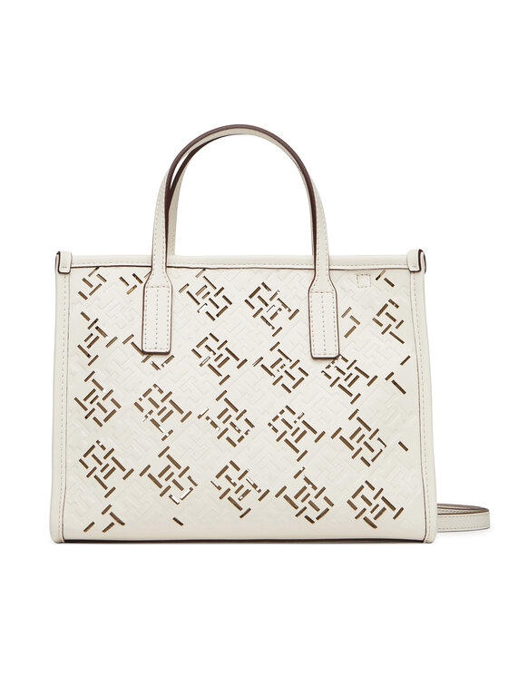 Geantă Tommy Hilfiger Th City Mini AW0AW17500 Écru