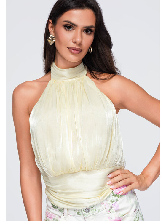 Ombre Ombre Bluzka OW-TS-E0079 Żółty Loose Fit