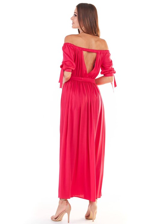 Awama Awama Sukienka letnia A357 Fioletowy Basic Fit