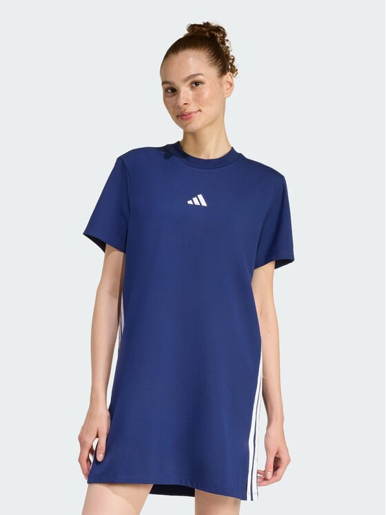 adidas adidas Sukienka codzienna ESSENTIALS 3-STRIPES TEE Niebieski Loose Fit