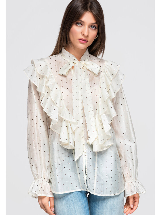 Ombre Ombre Koszula OW-SH-E0049 Beżowy Loose Fit