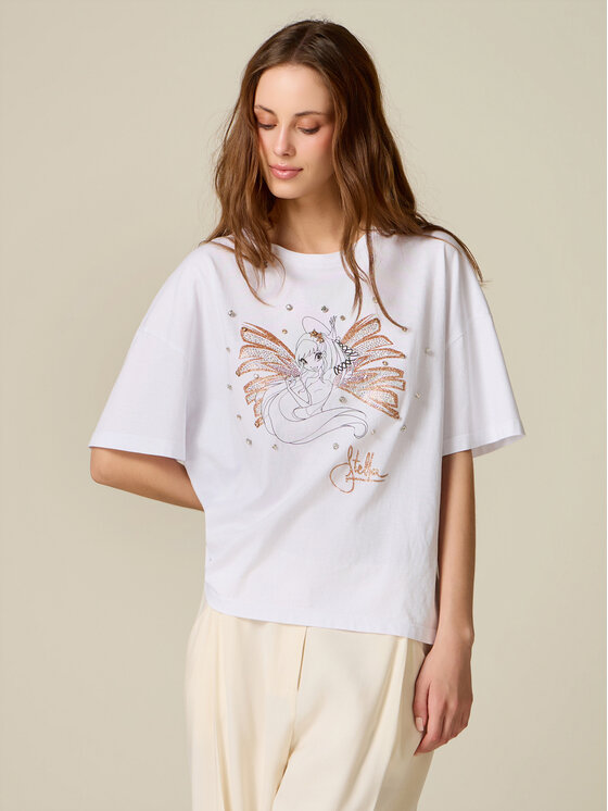 Oltre Oltre T-Shirt G06XJ004907N011 Biały Regular Fit
